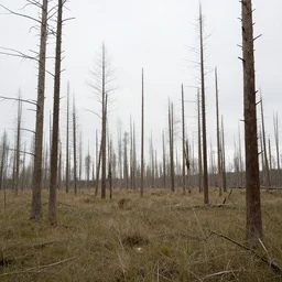a landscape with dead trees, realistic