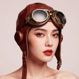portrait of woman wearing old leather aviator helmet with flaps and steampunk goggles, red tones, detailed drawing, smooth and sharp black outlines, inked colors, moebius, jean giraud, frank miller, flat colors
