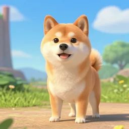 shiba inu in the style of pixar movies