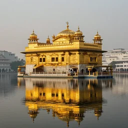 an amazing award winning photo of a golden temple in a lake, symmetrical, cinematic, masterpiece