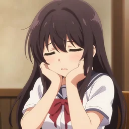 embarrassed anime girl art by yoh yoshinari