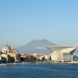 modern art of the city of present - day naples, italy from the sea