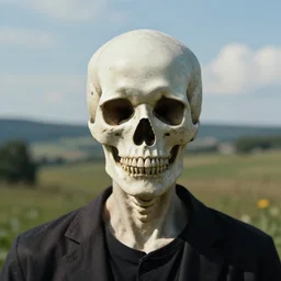 a portrait of a 💀 in a scenic environment by andreas achenbach