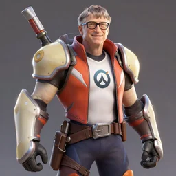 bill gates in overwatch, overwatch fanart, trending on artstation, 8 k, octane render, detailed lighting, model