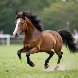 wide angle, hybrid ( my little pony ) and horse, photograph, professional, high quality, dof, bokeh, action, digital art