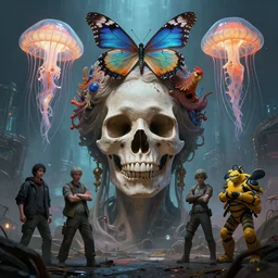 goddess portrait skull. jellyfish butterfly phoenix head. by Tooth Wu and wlop and beeple. a highly detailed epic cinematic concept art CG render digital painting artwork scene. By Greg Rutkowski, Ilya Kuvshinov, WLOP, Stanley Artgerm Lau, Ruan Jia and Fenghua Zhong, trending on ArtStation, made in Maya, Blender and Photoshop, octane render, excellent composition, cinematic dystopian brutalist atmosphere, dynamic dramatic cinematic lighting, aesthetic, very inspirational, arthouse