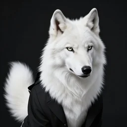 award winning beautiful portrait commission of a male furry anthro albino wolf fursona with a tail and a cute beautiful attractive detailed furry face wearing stylish black and yellow cyberpunk biker clothes in a cyberpunk city at night while it rains. Character design by charlie bowater, ross tran, artgerm, and makoto shinkai, detailed, inked, western comic book art