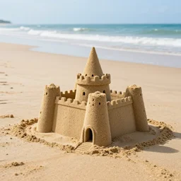 a castle made out of sand on a beach 4 k hd