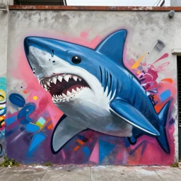 sharknado as a graffiti mural by lee, spray paint, masterpiece, trending on artstation