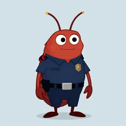 flat 2 d, gigachad cockroach character, securityguard, head torso legs feet, lorax movie, artstation