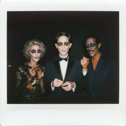 1 9 8 3 polaroid snapshot of lovecraftian abominations, candid, hard flash pov