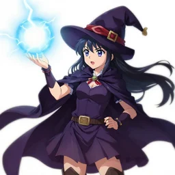an anime girl wizard conjuring a lightening ball, character art portrait, illustrated by wlop, extremely detailed, 8 k, trending on artstation, cinematic lighting, beautiful,