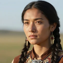 Comanche hunter Naru, beautiful female face, ultra realistic, 8k, portrait