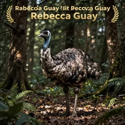 Giant emu in the forest, by Rebecca Guay