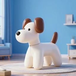 a 3d render of dog shaped baloon in a blue room,