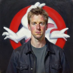 portrait of young bill murray in ghostbusters, an oil painting by ross tran and thomas kincade,