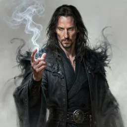 keanu reeves as sandman elemental, with fingers and hair turning into smoke, fantasy, intricate, elegant, highly detailed, digital painting, artstation, concept art, wallpaper, smooth, sharp focus, illustration, art by artgerm and greg rutkowski and alphonse mucha