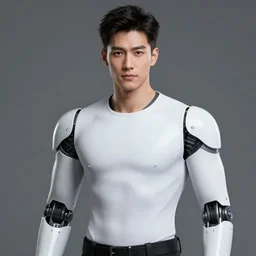 ( ( terminator robot ) ) as [ [ [ gigachad ] ] ], handsome, upper body, grey and silver, muscular, hairy torso, fantasy, intricate, muscular, elegant, highly detailed, digital painting, artstation, concept art, smooth, sharp focus, illustration, art by gaston bussiere and alphonse mucha, black and white, close up, face