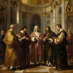 beautiful oil matte portrait painting, monks holding a church ceremony inside a baroque cathedral, wonderful masterpiece highly detailed, beautiful cinematic light deep focus, elegant, digital painting, smooth, sharp focus, golden ratio, dramatic illumination, ultra realistic, 8 k, art by giovanni bellini and caravaggio
