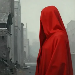 cloaked in red, side profile, trending on artstation, 8 k, by gerard brom and zdzisław beksinski