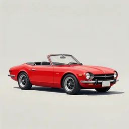 highly detailed 1 9 6 9 red datsun fairlady roadster, retro minimalist art by jean giraud, moebius starwatcher comic, sharp, 8 k