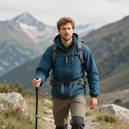 portrait of guy hiking in the mountains