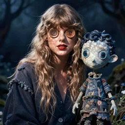 taylor swift with button eyes from coraline