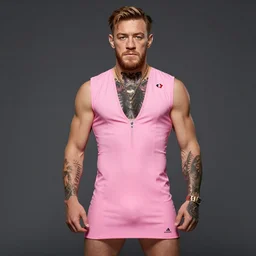 Connor McGregor wearing pink dress, profesional studio photography