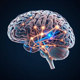 map on neural network of human brain with artificial neural implant
