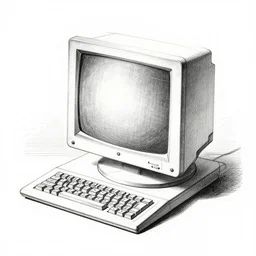 pencil drawing, technical drawing of a computer in 1895