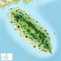 detailed map of an island