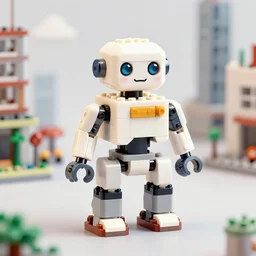 a robot in a lego city
