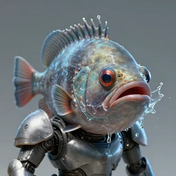 portrait of humanoid angler fish, melting eyes, splashed of water, partly armored, intense, an ultrafine hyperdetailed illustration by kim jung gi, irakli nadar, sharp focus, bright colors, destiny 2, fantasy, d & d, deep sea monster, unreal engine 5, global illumination, radiant light