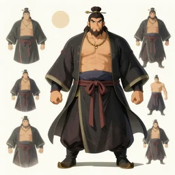 character sheet for a wuxia beefy male wizard, by greg rutkowski, by studio ghibli, digital art, trending on artstation, hd, 8 k, highly detailed, good lighting, beautiful, masterpiece