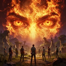 highly detailed vanishing fantasy fire - point of eyes, in gta v, stephen bliss, unreal engine, fantasy art by greg rutkowski, loish, rhads, ferdinand knab, makoto shinkai and lois van baarle, ilya kuvshinov, rossdraws, tom bagshaw, global illumination, radiant light, detailed and intricate environment