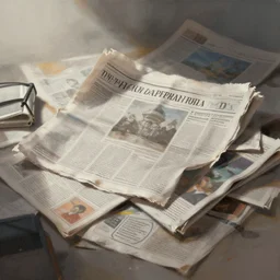 a messy painting of a collection of newspapers, digital painting, artstation, smooth, dynamic lighting, hazy, cinematic