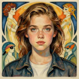 a digital concept art by artgerm, greg rutkowski and alphonse mucha. a portrait of a teenage sigourney weaver from the movie alien. 8 k. hyper detailed