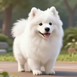 a crash bandicoot character based on a white samoyed dog
