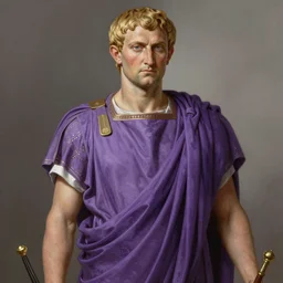 gaius julius caesar wearing a tyrian purple toga, highly detailed, digital painting, sharp focus, illustration