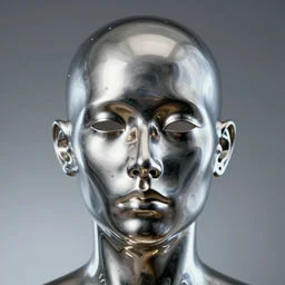 a face made of liquid metal