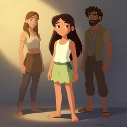 barefoot pocahontas girl, by wlop and jovana rikalo and nick silva, modern cloth, on artstation, light source from the left, cartoon style