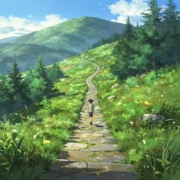 anime mountain trail, Appalachian, magical, ethereal, hyper realistic, straight lines 8k hdr pixiv dslr photo by Makoto Shinkai ilya kuvshinov and Wojtek Fus, digital art, concept art,