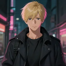 portrait of a male, street clothes, cyberpunk, slight pink lights, face like ester exposito, blonde shinkai makoto studio ghibli studio key hideaki anno sakimichan stanley artgerm lau rossdraws james jean marc simonetti elegant highly detailed digital painting artstation pixiv