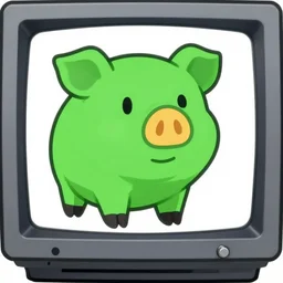 green pig, super mario world art style, crt television
