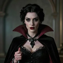 portrait of a lady vampire, 35mm, victorian, depth of field, DOF, ominous, sharp, highly detailed, photorealistic, realistic, unreal 5, high definition, 8k, deviantart, donato giancola, irwin penn, ((Alphonse Mucha))
