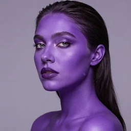 photo of woman with purple skin