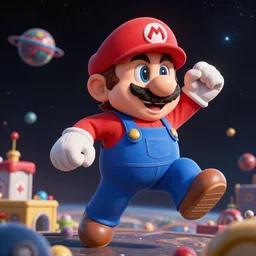 The super Mario bros super show in space, digital art