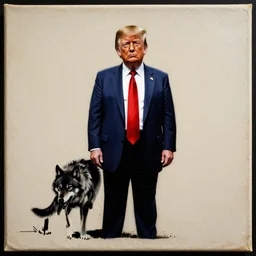 banksy donald trump the wolf of wall street art on canvas