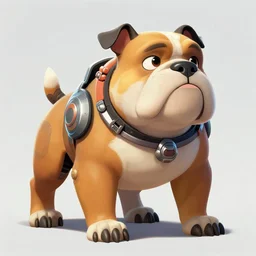 cyborg bulldog cartoon concept art, elegant, colorful, highly detailed, digital painting, artstation, concept art, illustration