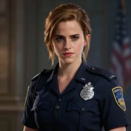 highly detailed portrait of emma watson as a police woman, unreal engine, fantasy art by greg rutkowski, seductive, beautiful